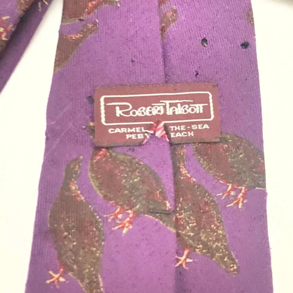 #5647 Robert Talbott Quail Deep Purple Peacock Mens Necktie, Tie 57X4